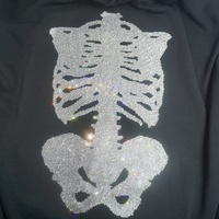 Transfer Rhinestone Hotfix Emas Custom Motif Tengkorak untuk Merek Fashion Pasar Eropa