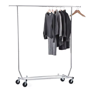Load Capacity Commercial Grade <strong>Clothing</strong> Garment Racks <strong>Heavy</strong> <strong>Duty</strong> Sing <strong>Rail</strong> Adjustable Collapsible Rolling Clothes Rack on Wheels - Product Image 3