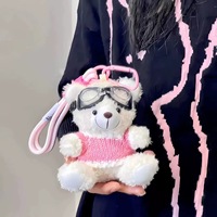 Porte-clés en peluche Ours Pilote Populaire, Figurine d'Ours Mignonne Créative, Pendentif de Sac, Jouets en Peluche Ours en Teddy pour Enfants et Adultes