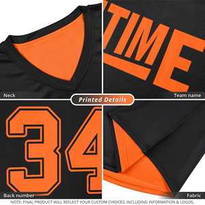 Maillot de basket-ball athlétique personnalisé noir et orange double face - Product Image 2