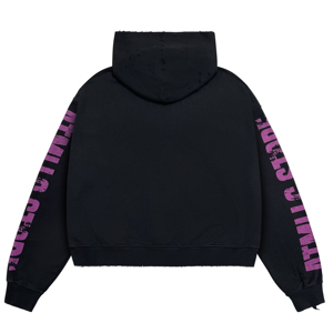 Sudadera con capucha de estilo urbano de gran tamaño, personalizada al por mayor, OEM ODM, con estampado de río morado y texto en las mangas para hombre - Product Image 2