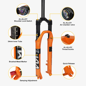 Fourche de <span class=keywords><strong>suspension</strong></span> TOSEEK en alliage d'aluminium pour VTT 26/27.5/29 pouces, fourche de <span class=keywords><strong>suspension</strong></span> à air pour vélo de montagne - Product Image 2