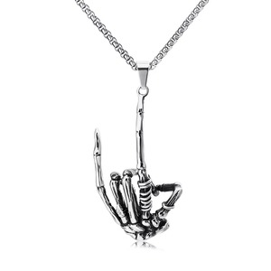 Pendentif main squelette yunnique en argent tibétain, style gothique pour homme, chaîne de pull, cadeau - Product Image 5