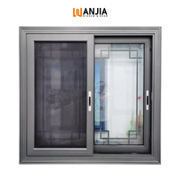 Ventanas corredizas de doble acristalamiento de aluminio negro moderno de tamaño personalizado Ventana corrediza de aluminio de vidrio de baja emisividad Ventana corrediza mosquitera