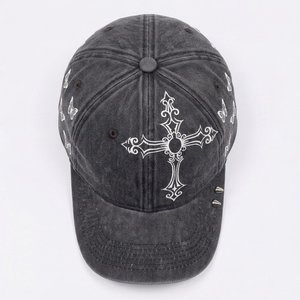Casquette de baseball vintage à 6 panneaux en jean délavé et vieilli avec impression numérique par transfert thermique de papillon et logo personnalisé, vente en gros, fabrication - Product Image 5