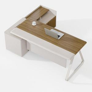 Escritorio ejecutivo ergonómico moderno de lujo en forma de L, mesa de gerente de oficina en casa con construcción de acero y características de gestión de cables - Product Image 3