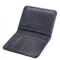 Dompet Kartu Kredit Kulit Sapi Hitam Mewah Bermotif Butir, Sublimasi Dua Sisi, Ukuran Kecil dengan Penjepit & Kancing
