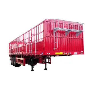 3 axle Farm Animal Transport Cargo Box Truck Stake Fence Semi Trailer on sale