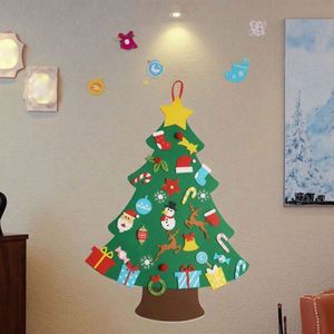 Nouvelle conception de décoration de Noël, arbre de Noël en feutre à faire soi-même, décoration murale, cadeau pour enfants avec couleur et taille personnalisées - Product Image 1