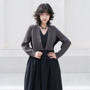 Vestido de Diseñador de Lujo con Estilo Occidental Personalizado, Vestido de Suéter Elegante con Capas de Patchwork para <span class=keywords><strong>Mujer</strong></span> - Product Image 4