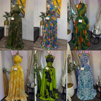 Gaun Maxi Cetak Bunga Bergaya Halter Neck Tanpa Lengan, Model Bodycon, dengan Ikat Belakang, untuk Pesta, dari J6328 Boutique Wanita