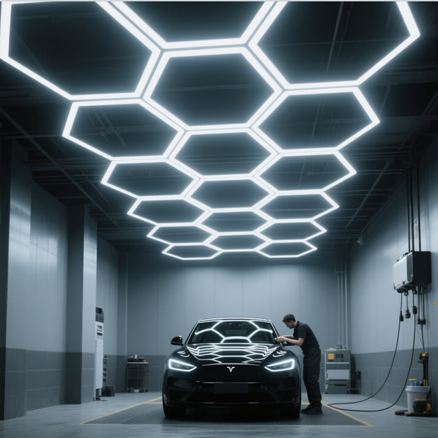 Hot Sale 2.43*4.8M Hexagonal LED Honeycomb Light for Office & Garage Workshop Car Repair Portable