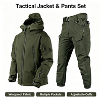 Ensemble veste et pantalon tactique Softshell camouflage coupe-vent chaud avec capuche pour homme – Idéal pour la randonnée et les activités de plein air