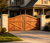 Puerta Batiente de Madera Premium Qifan con Refuerzo Diagonal en X – Estilo Rústico para Villa y Patio