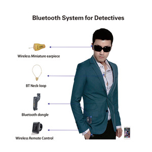 <span class=keywords><strong>Auriculares</strong></span> intrauditivos inalámbricos Mini Detectives, sistema de control táctil de detección de oído con lazo para el cuello y botón PTT - Product Image 2