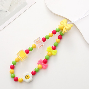 Cadena de teléfono celular Cordón con cuentas de perlas Correa de muñeca Anti Lost Charm Correa Moda Teléfono Funda Llavero Colgante - Product Image 3