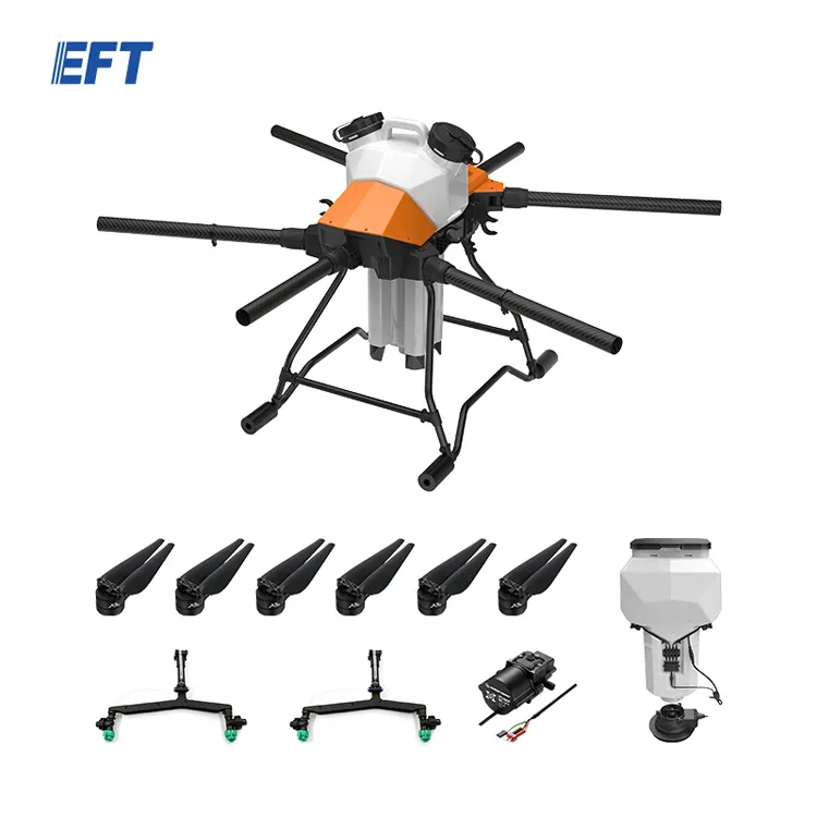 EFT G616 6-axis New Landing Gear 16L 16KG Agricultural Spray Drone with EPS220 Spreader System