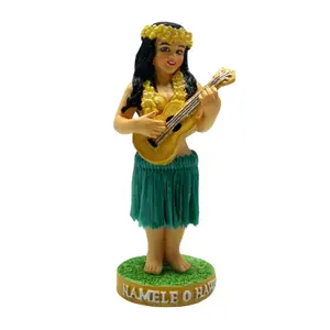 Custom Handgemaakte Dancing Hula Meisje Beeldje Charmant Hula Meisje Hars Bobble Head