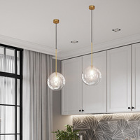 Lustre de salle à manger design artistique de luxe léger, luminaire sphérique en verre avec lumière LED chaude pour bar/chevet/boutiques