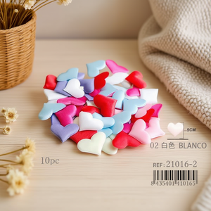 Cuori in Tessuto Ilan 5cm 10pz Bianchi Decorativi per Artigianato - Product Image 3