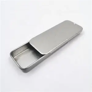 Custom printing small rectangular 76x30xH11mm slide top metal tin box sliding case tin