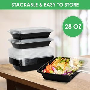 28oz hình chữ nhật thêm-Dày <span class=keywords><strong>BPA</strong></span>-<span class=keywords><strong>free</strong></span> nhựa Bento Hộp Ăn Trưa lò vi sóng/máy rửa chén/tủ đông an toàn dùng một lần tươi mát bảo quản - Product Image 2