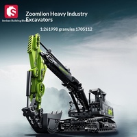 Senbao – Lot de 4 blocs de construction Zoomlion : Camion de transport, Grue et Excavatrice – Jouet en plastique pour enfants de 8 ans et plus