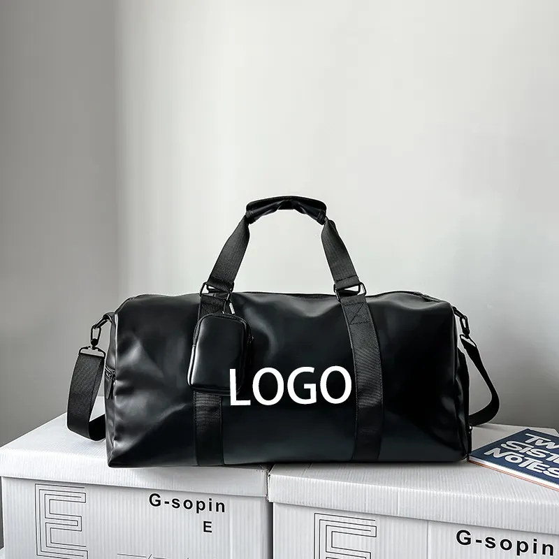 Logotipo personalizado Grande Capacidade LeatherTravel Duffel Bag Jovem Treinamento Ao Ar Livre Prático Esportes Duffle Gym Bag Para Unisex