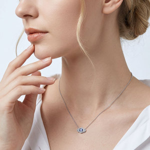 Hong Kong Supplier Wholesale Export Natural Diamonds & Sapphire <b>Necklace</b> Jewelry Handmade 18K Solid White Gold Pendant <b>Necklace</b> - Product Image 4