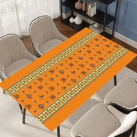 Nappe de table imprimée RNPT en PVC marron à bordure florale, rectangulaire, décorative, pour restaurant, hôtel, banquet