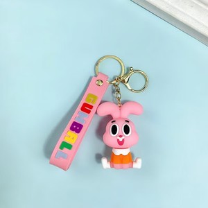 Porte-clés Personnage Animal de Dessin Animé 3D en Silicone Souple avec Lettre Colorée, Dragonne en <span class=keywords><strong>Caoutchouc</strong></span>, Fermoir Mousqueton Doré pour Sac et Clés - Product Image 1