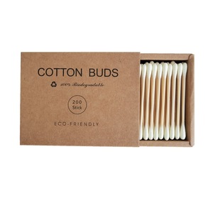 200 bâtonnets de <span class=keywords><strong>coton</strong></span> colorés jetables en bambou, pointus, dans une boîte en papier, 100 % biodégradables et écologiques - Product Image 4