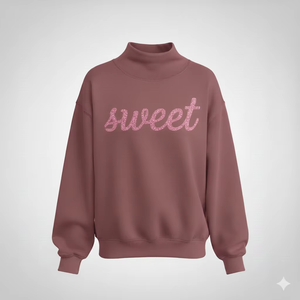 Sweat-shirt oversize pour femme à col montant, imprimé streetwear, en molleton de coton décontracté, pour l'hiver, avec badge et sequins - Product Image 1