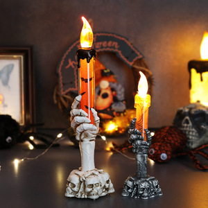 Plastic Halloween <b>Skeleton</b> Hand Candle LED Lights Horror Ghost Holding <b>Lamp</b> Party Decoration Home Haunted House Ornaments - Product Image 3