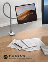 Support de tablette flexible Lamicall LS02 à col de cygne avec forte adhérence, support de téléphone à bras long, support de lit et pince de bureau pour diffusion en direct