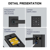 Cerradura de Puerta con Huella Dactilar D1-9, Sensor Semiconductor, Teclado con Contraseña, Tarjeta RFID, Control Remoto por Aplicación Tuya WiFi, para Casa, Apartamento, Hotel