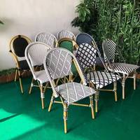 Chaise de jardin en rotin moderne pour villa, vente en gros d'usine, mobilier d'extérieur empilable en bambou pour hôtel, café, restaurant, patio, bistrot français
