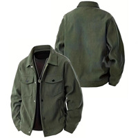 Chemise-veste décontractée sportive en velours côtelé pour homme, manches longues, col rabattu, simple boutonnage, poches fonctionnelles, vêtement d'extérieur tendance
