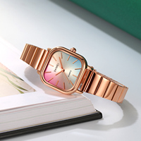 SKMEI 2190 Montre de Luxe pour Femme en Acier Inoxydable, Boîtier Carré en Alliage, Quartz Analogique, Sportive, Étanche, Colorée, Style Rétro