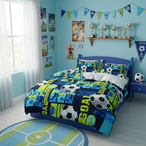 Customised <strong>Football</strong> <strong>Duvet</strong> <strong>Cover</strong> 3 Piece Microfiber Fabric 500TC Bedding Set for Home &amp; Hotel Use - Product Image 2