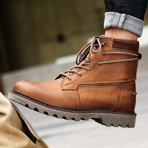 Plate-forme de travail extérieure imperméable personnalisée hiver high-tops antidérapant protection en cuir véritable randonnée <span class=keywords><strong>Martin</strong></span> hommes botte - Product Image 3