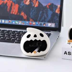 Cute Halloween Ghost Ashtray White Teardrop Shape Desktop Ornament For Smoking Gift - Product Image 2
