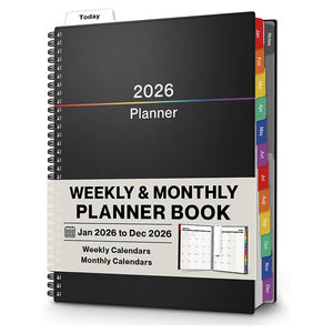 Agenda 2026 con Calendario Grande, <span class=keywords><strong>Etichette</strong></span> Colorate, Include Quaderno per Pianificazione, Adesivi Gratuiti, Organizzatore per Programmi Giornalieri - Product Image 1