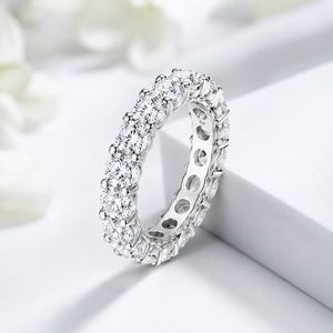 Anillo de Eternidad de Plata de Ley 925 con Moissanita Certificada de 5 mm y 0.5 CT, Estilo Hip Hop, Personalizado, para Mujer - Product Image 3