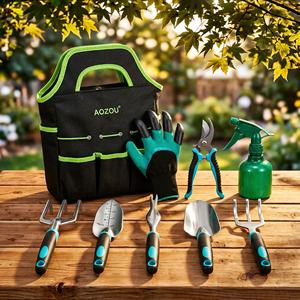 AOZOU Ensemble d'outils de jardinage ergonomiques en acier inoxydable pour droitiers, 23 pièces, avec garantie de 3 ans pour l'entretien des plantes en extérieur - Product Image 2
