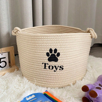 Panier pour chien en corde de coton tressée, panier de rangement pour jouets pour chien, cadeau, bac à jouets pour chat et chien, boîte de rangement pour jouets pour animaux de compagnie, organisateur
