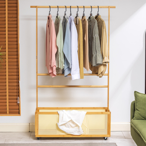 Appendiabiti da camera da letto piccola alla moda appendiabiti da pavimento con comodino che porta i vestiti comodamente - Product Image 3