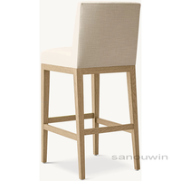 Tabouret de bar haut sans bras en bois de chêne massif à la mode avec jambes coniques Coussin en tissu confortable pour la maison ou l'extérieur