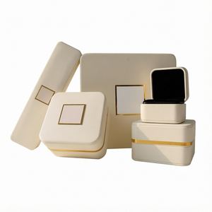 Standard Wholesale Price <b>Women</b> Custom Logo Handmade PU Velvet Lining Lid Closure Luxury Gift Set Fashion Ring Set <b>Jewelry</b> <b>Box</b> - Product Image 1