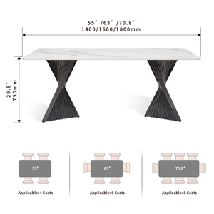 Tavolo da Pranzo Minimalista Moderno di Lusso in Acciaio Inossidabile per 6-8 Persone con Piano in Pietra Sinterizzata Ecologica Impermeabile per Casa, Assemblato - Product Image 6